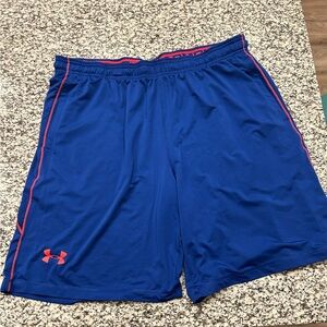 Under Armour Men's Royal Blue Athletic Shorts with Red Accents